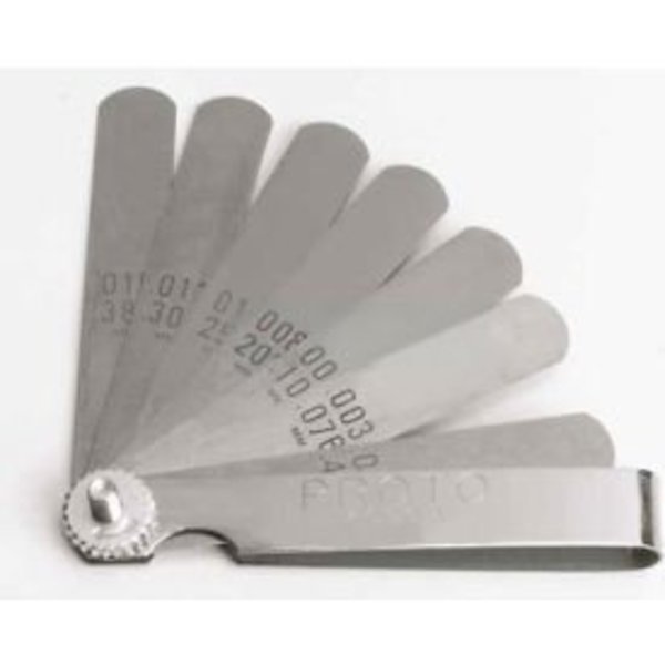 Proto Proto J000A 9 Blade Standard Feeler Gauge Set, 3-1/16" X 1/2" Blades J000A